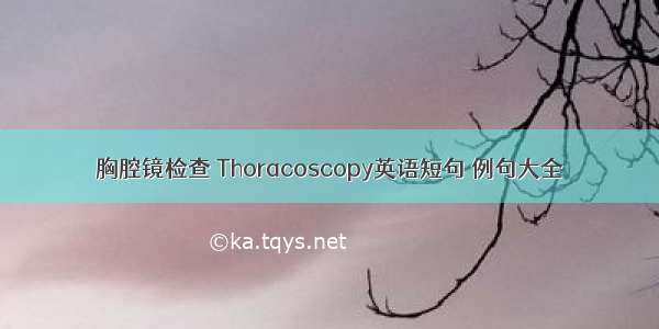 胸腔镜检查 Thoracoscopy英语短句 例句大全
