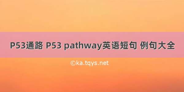 P53通路 P53 pathway英语短句 例句大全