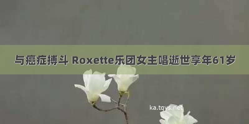 与癌症搏斗 Roxette乐团女主唱逝世享年61岁