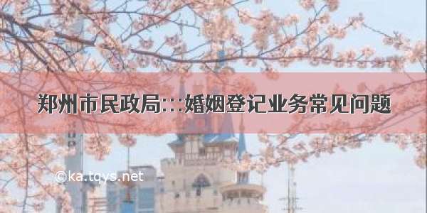 郑州市民政局:::婚姻登记业务常见问题