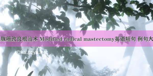 乳腺癌改良根治术 Modified radical mastectomy英语短句 例句大全