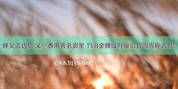 继吴孟达后 又一香港著名影星 TVB金牌绿叶廖启智因胃癌去世！