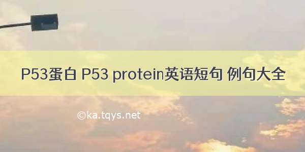 P53蛋白 P53 protein英语短句 例句大全