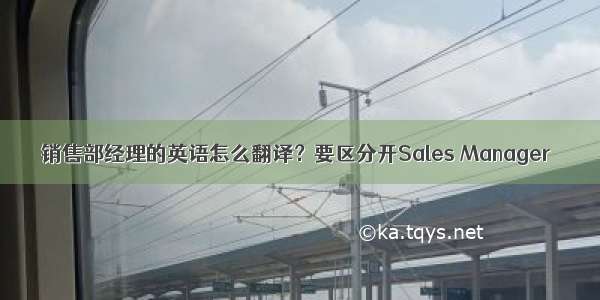 销售部经理的英语怎么翻译？要区分开Sales Manager