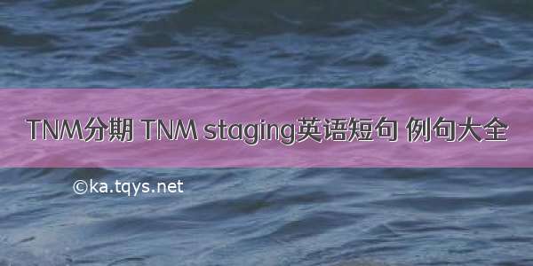 TNM分期 TNM staging英语短句 例句大全