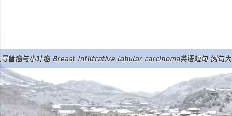 浸润性导管癌与小叶癌 Breast infiltrative lobular carcinoma英语短句 例句大全