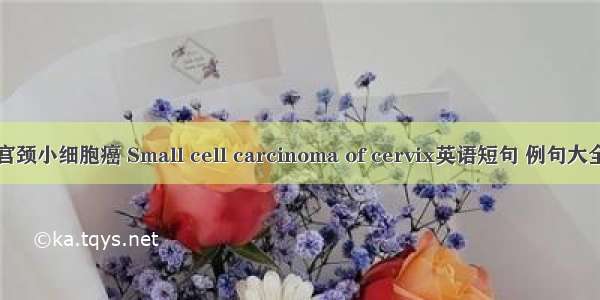 宫颈小细胞癌 Small cell carcinoma of cervix英语短句 例句大全